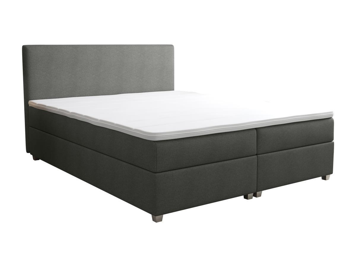 Ysmée Boxspringbett komplett mit Bett-Kopfteil + Lattenrost + Matratze + Topper - 140 x 200 cm - Stoff - Anthrazit - ONAN von YSMÉE  