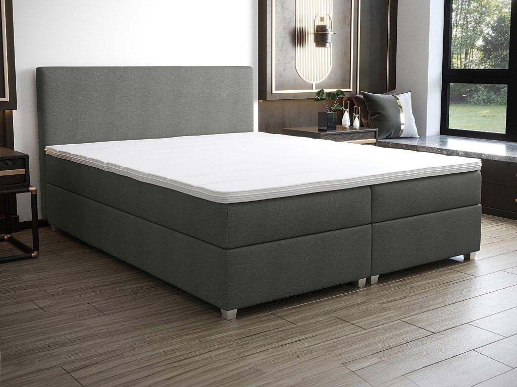 Ysmée Boxspringbett komplett mit Bett-Kopfteil + Lattenrost + Matratze + Topper - 140 x 200 cm - Stoff - Anthrazit - ONAN von YSMÉE  