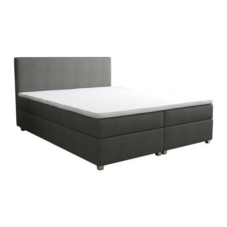 Ysmée Boxspringbett komplett mit Bett-Kopfteil + Lattenrost + Matratze + Topper - 140 x 200 cm - Stoff - Anthrazit - ONAN von YSMÉE  