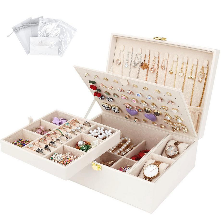 Only-bags.store  Schmuckkästchen für Halsketten, Ohrringe, Armbänder, Ringe, Uhren, mit abnehmbaren 