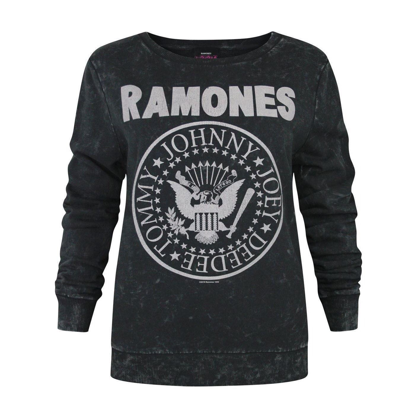 Image of "ramones" Sweatshirt, Logo Damen Charcoal Black L