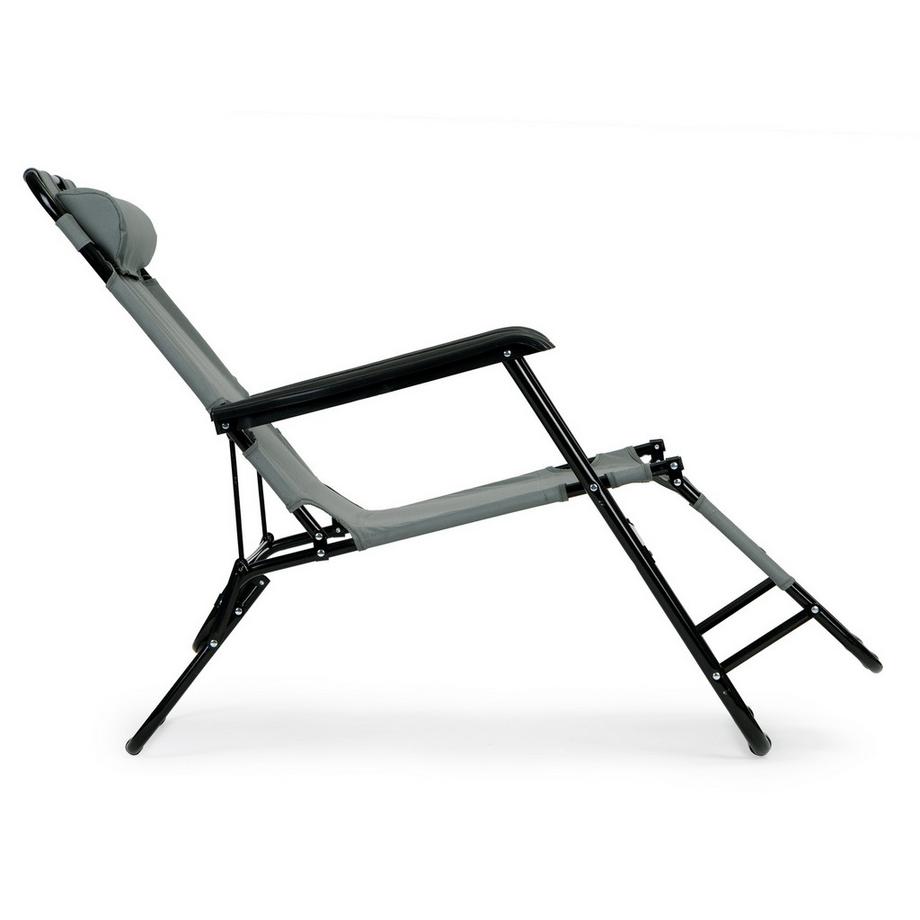 Northix Chaise longue de jardin avec appui-tête, construction pliable, gris, MultiGarden  