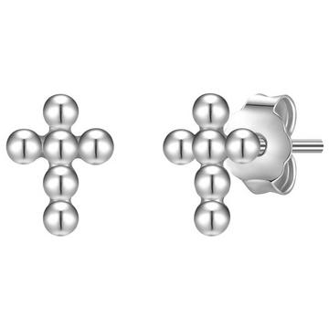 Femme Puces d'oreilles en argent Croix