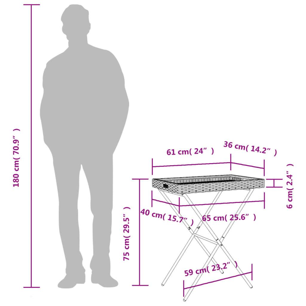 VidaXL Table à plateau pliante rotin synthétique  