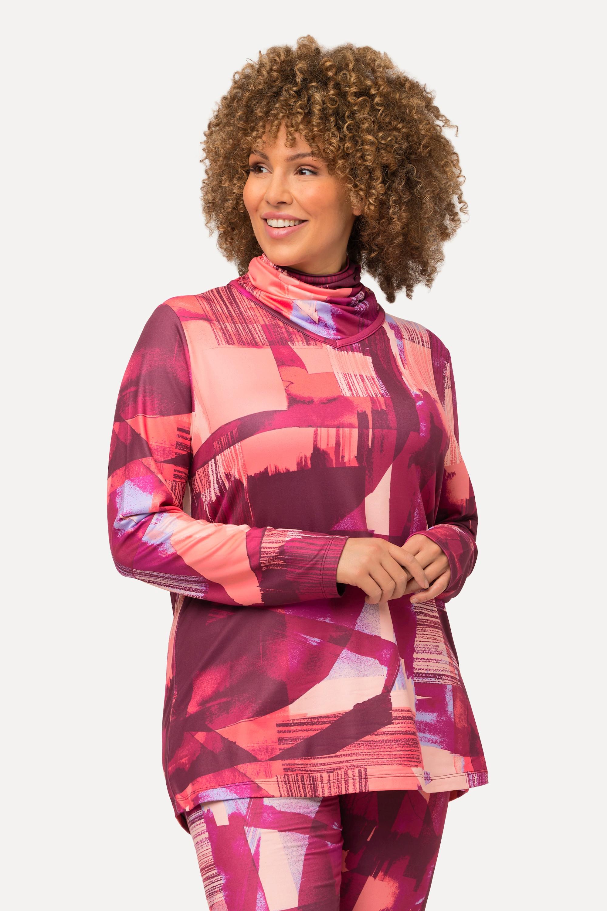 Ulla Popken  Ski-Funktionsshirt, Loop, V-Ausschnitt, Langarm, recycelt 