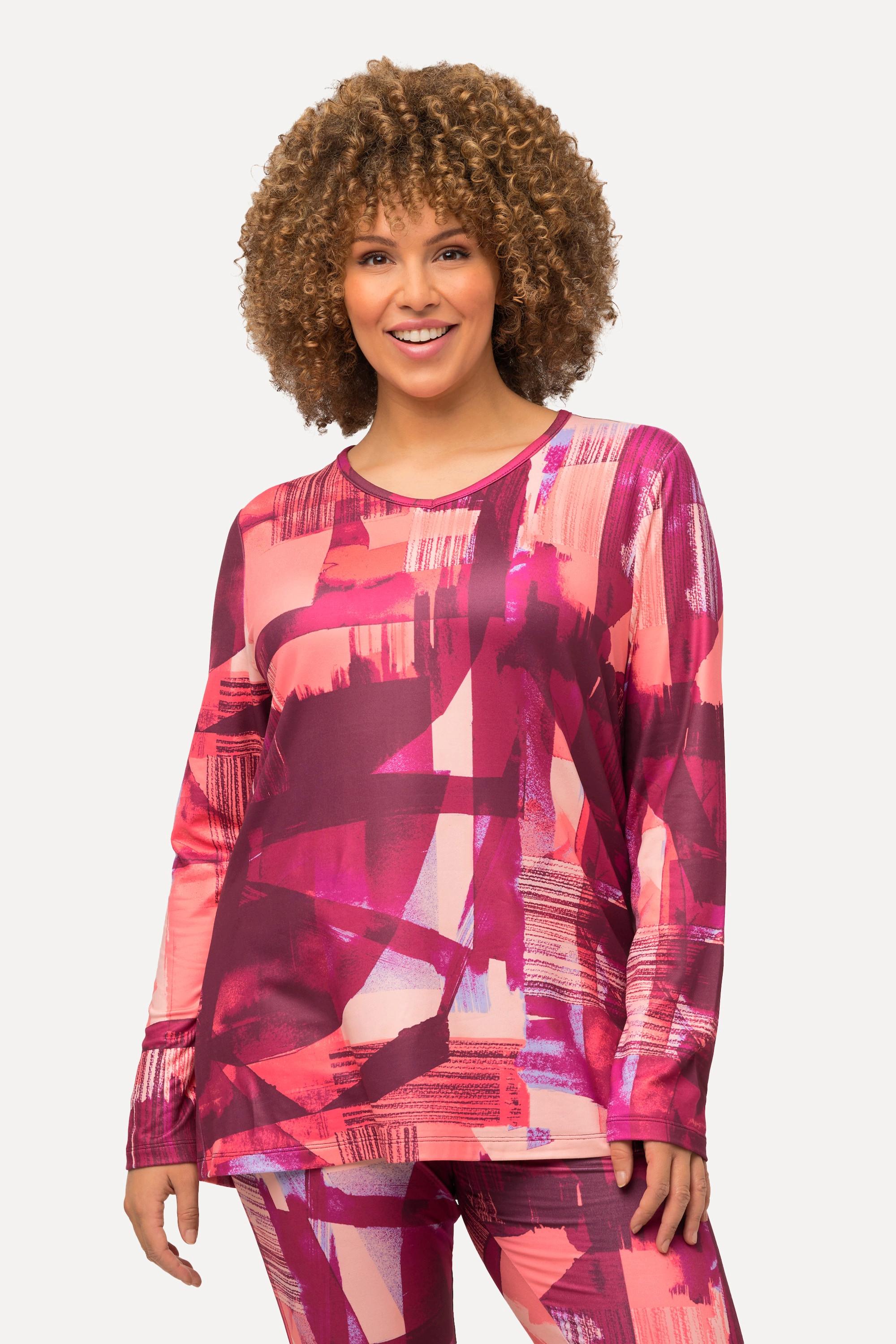 Ulla Popken  Ski-Funktionsshirt, Loop, V-Ausschnitt, Langarm, recycelt 