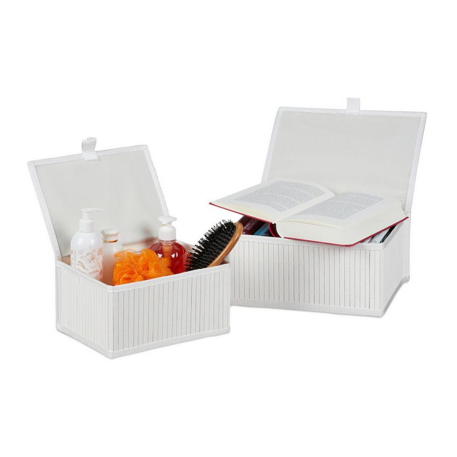 Scatole portaoggetti in bambù, set da 2