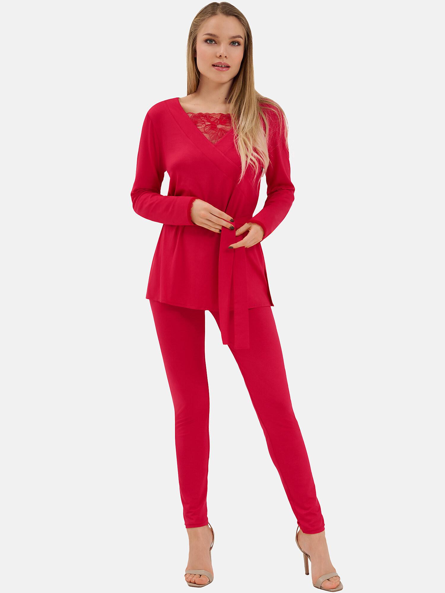 Image of Pyjama Leggings Tunika Langarm Sympathy Unisex Rot Bunt L