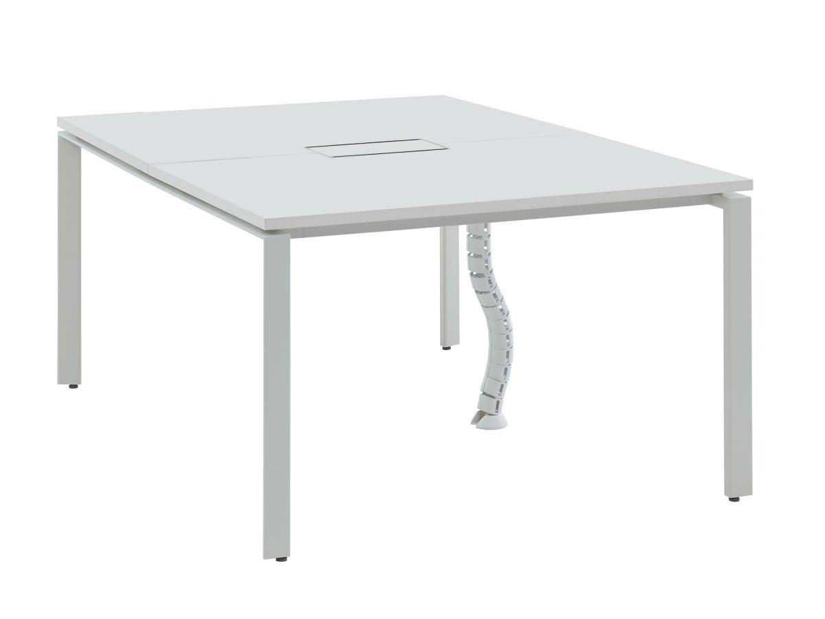 Image of Schreibtisch Bench-Tisch für 2 Personen - L. 120 cm - Weiß - DOWNTOWN Schreibtisch Bench-Tisch für 2 Personen - L. 120 cm - Weiß - DOWNTOWN