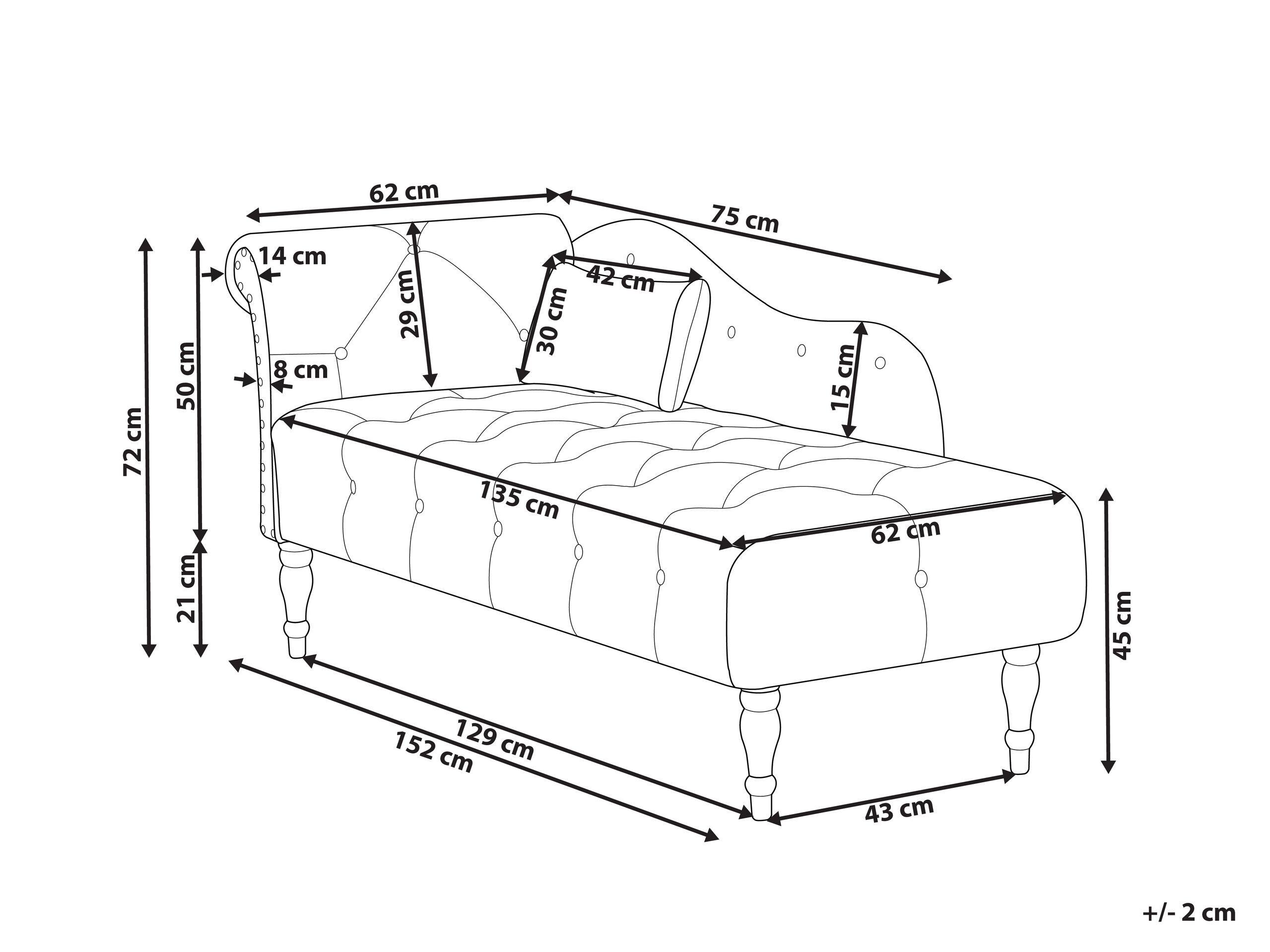 Beliani Chaise longue versione sinistra en Velluto Retrò IVRY  