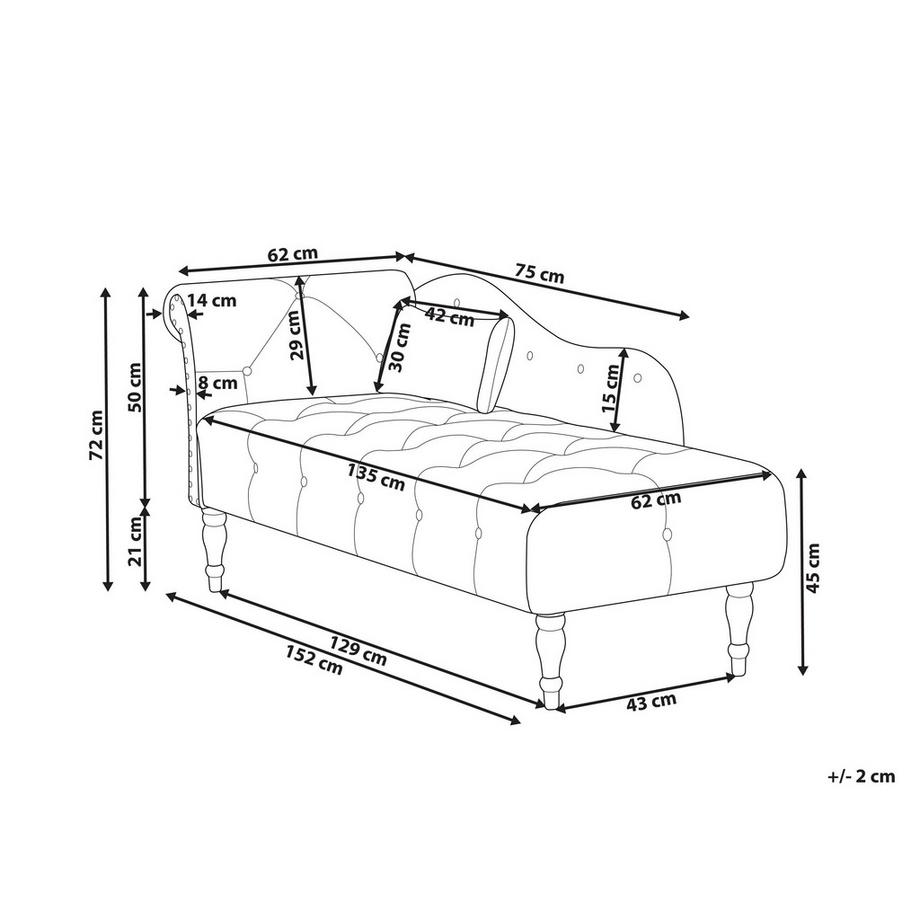 Beliani Linksseitige Chaiselongue aus Samtstoff  IVRY  