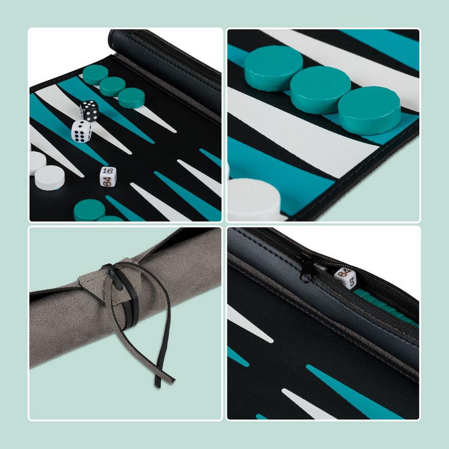 Northix  Reise-Backgammon-Roll-Up-Set 