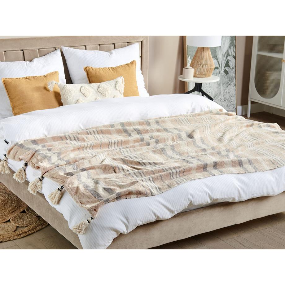 Beliani Yarseli Boho Baumwoll Kuscheldecke  