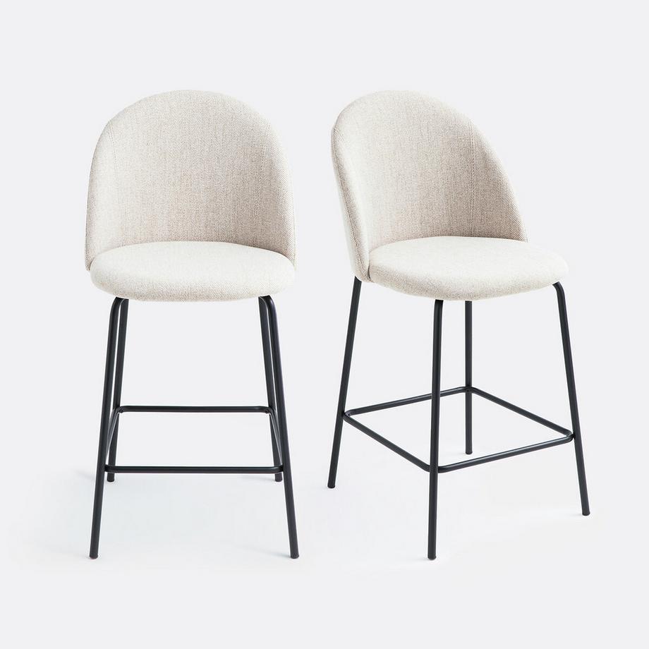 2er-Set Barstühle aus meliertem Stoff
