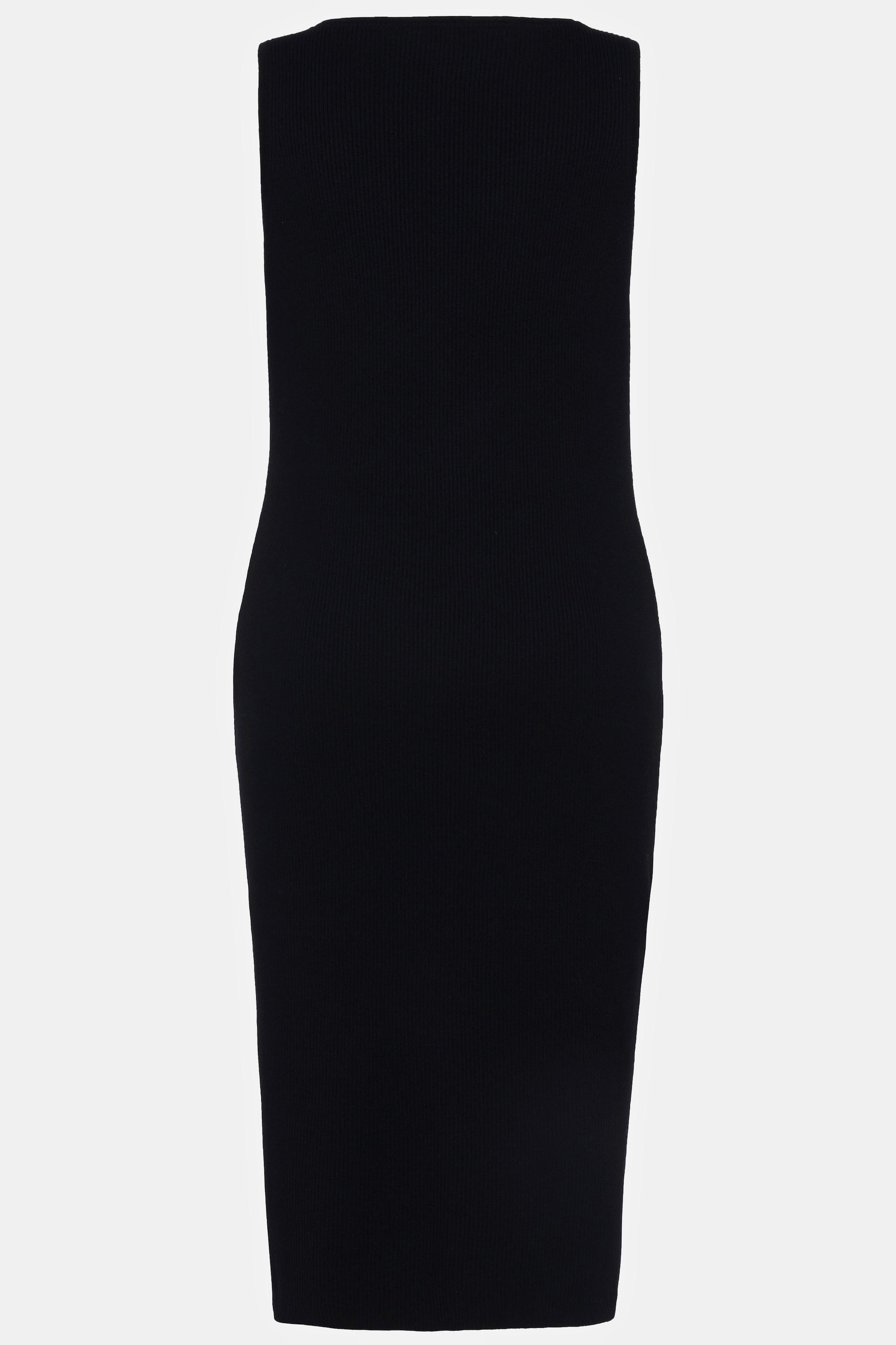 Ulla Popken Abito midi maglia a coste taglio aderente smanicato scollo a V  