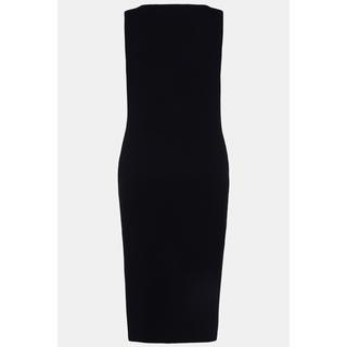 Ulla Popken Abito midi maglia a coste taglio aderente smanicato scollo a V  