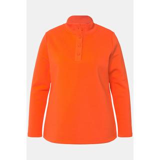 Ulla Popken  Sweat-shirt, col montant en maille, boutons, manches longues 