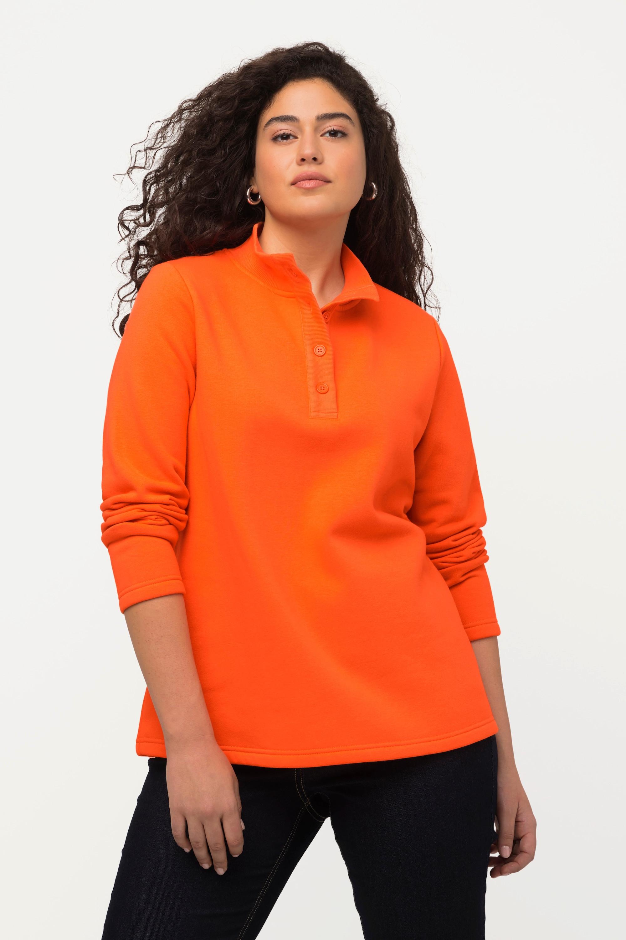 Ulla Popken Felpa Collo Alto Maglia Bottoni Maniche Lunghe  