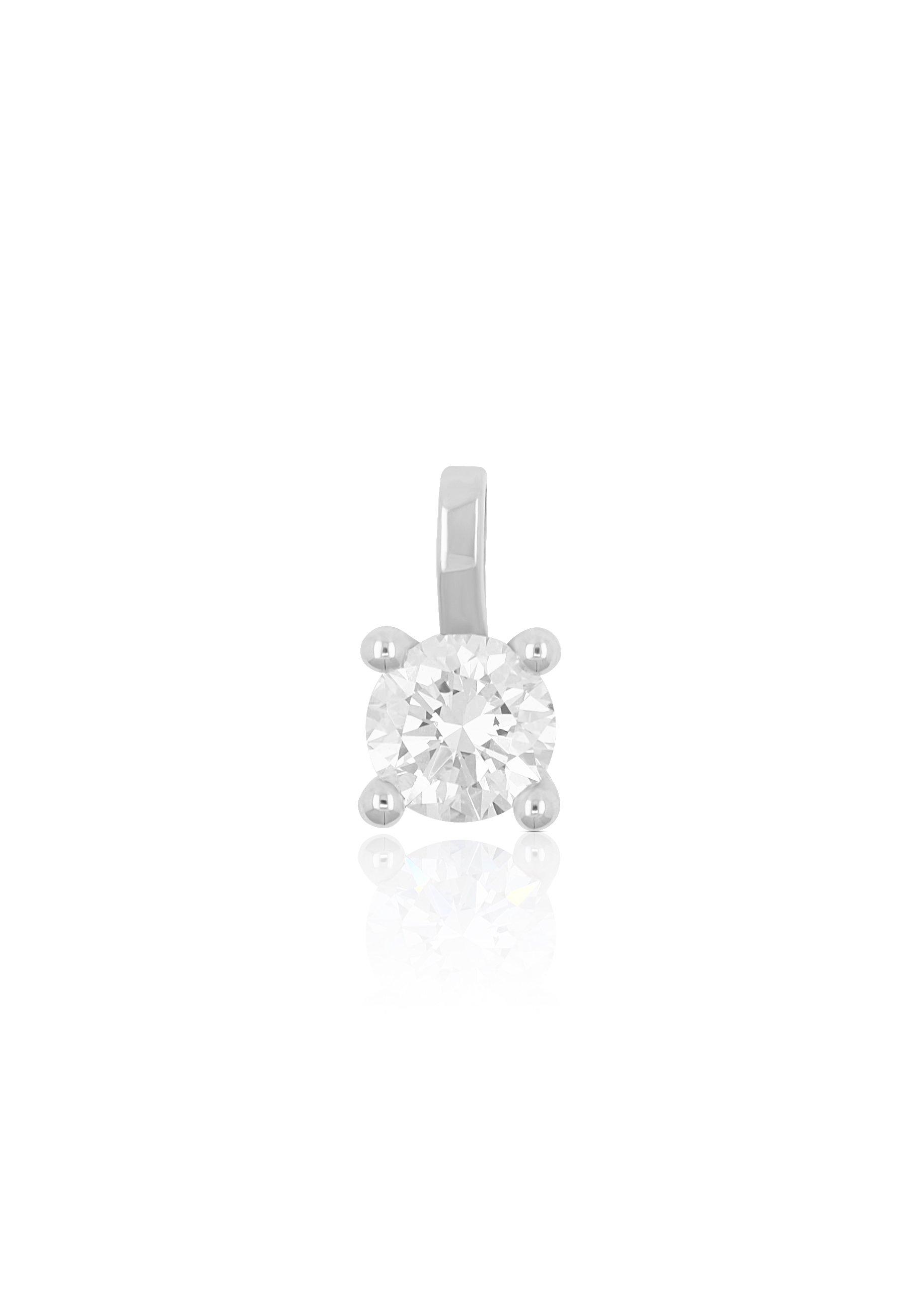 MUAU Schmuck  Pendentif solitaire serti 4 griffes or blanc 750 diamant 0.50ct. 9x6mm 