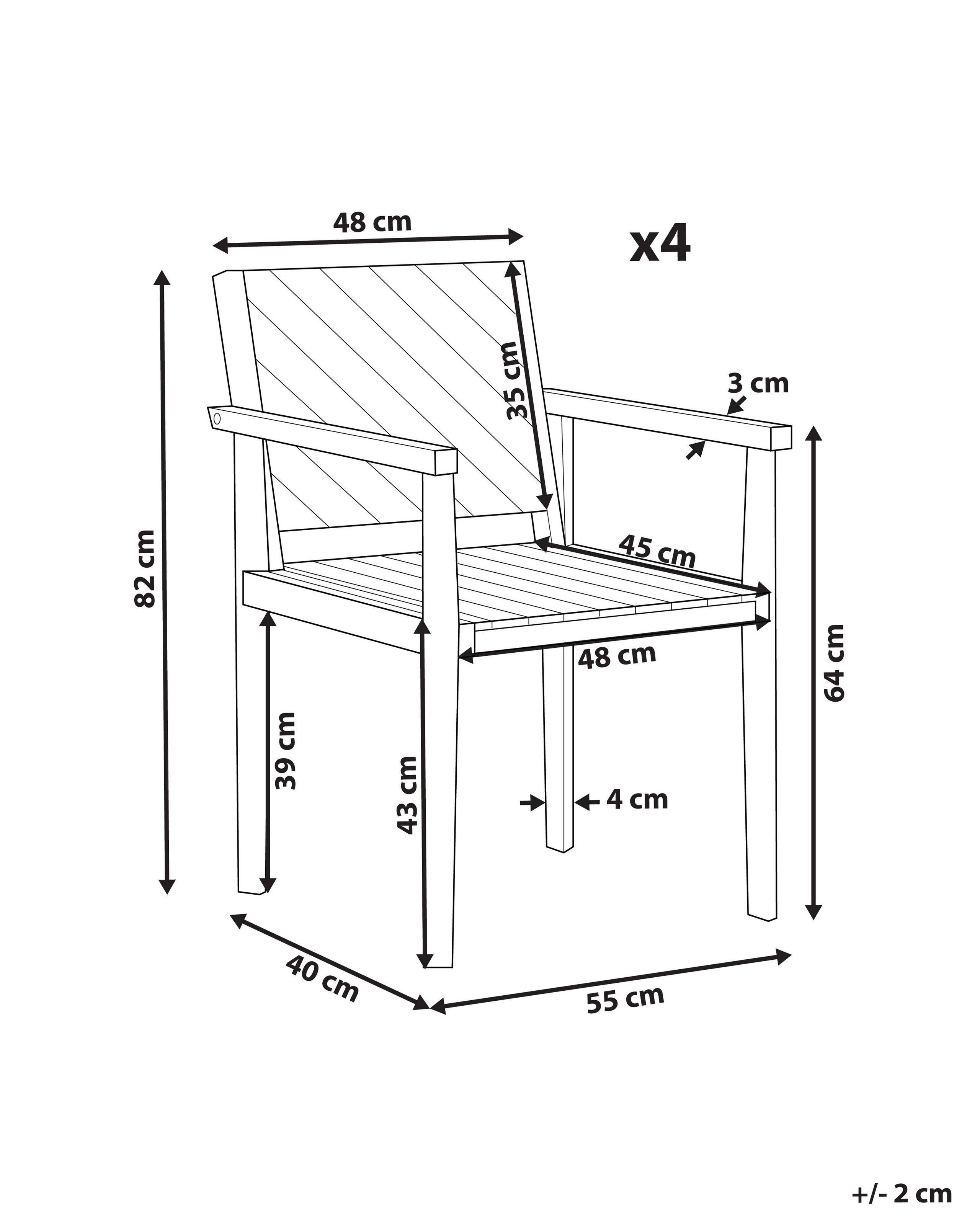 Beliani Set di 4 sedie da giardino en Legno d'acacia Classico BARATTI  