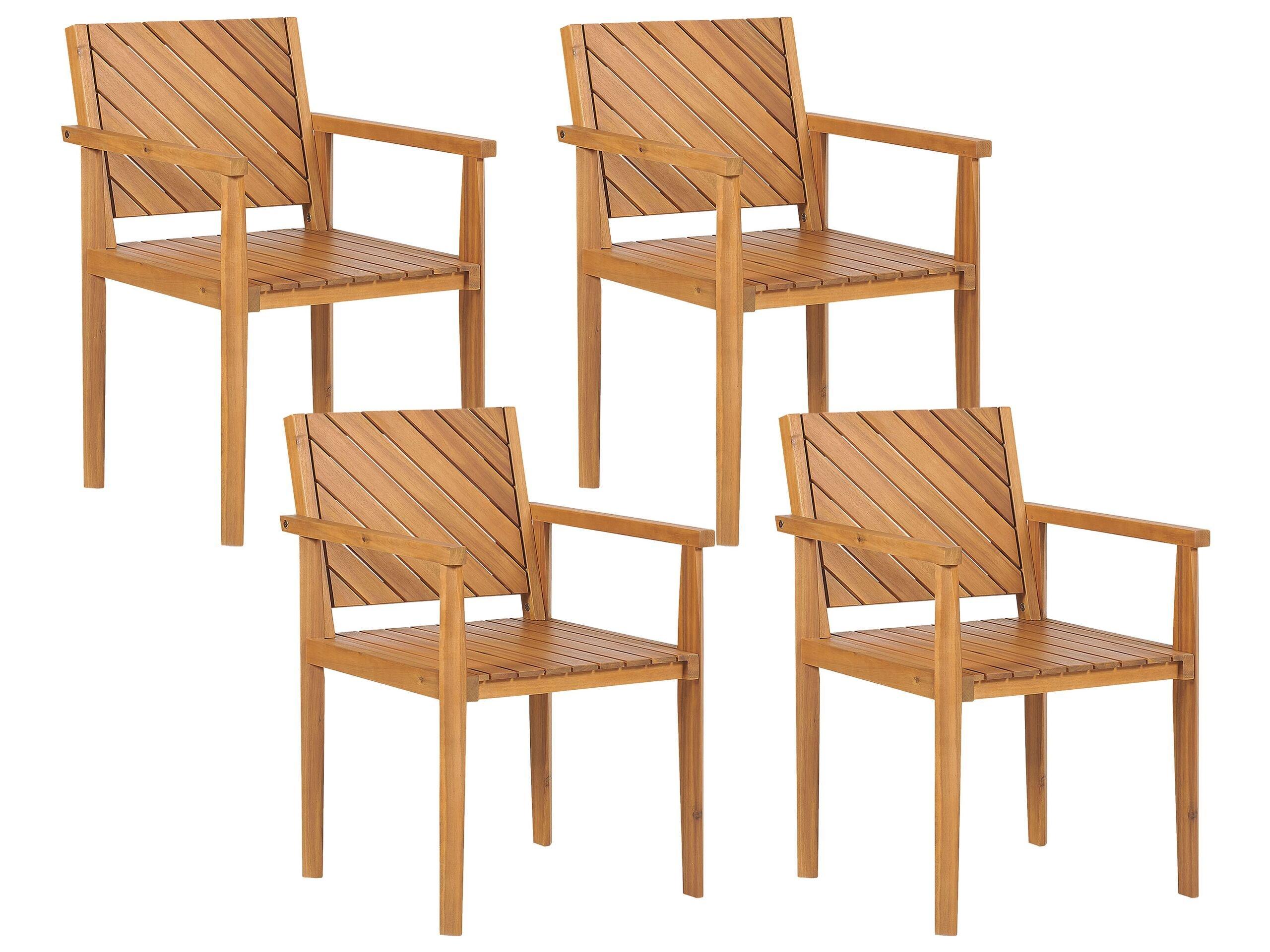 Beliani Lot de 4 chaises en Acacia Traditionnel BARATTI  