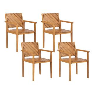 Beliani Lot de 4 chaises en Acacia Traditionnel BARATTI  