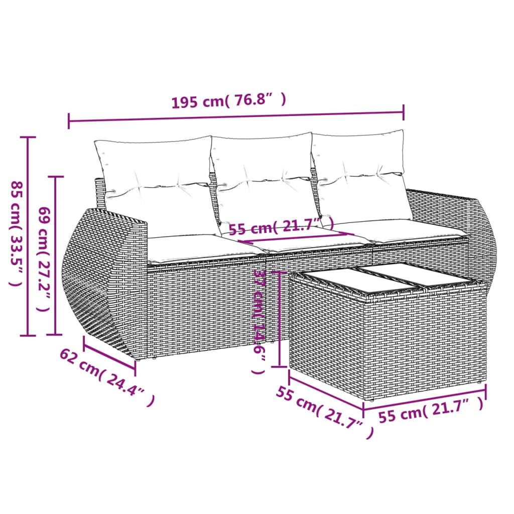 VidaXL set divano da giardino Polirattan  