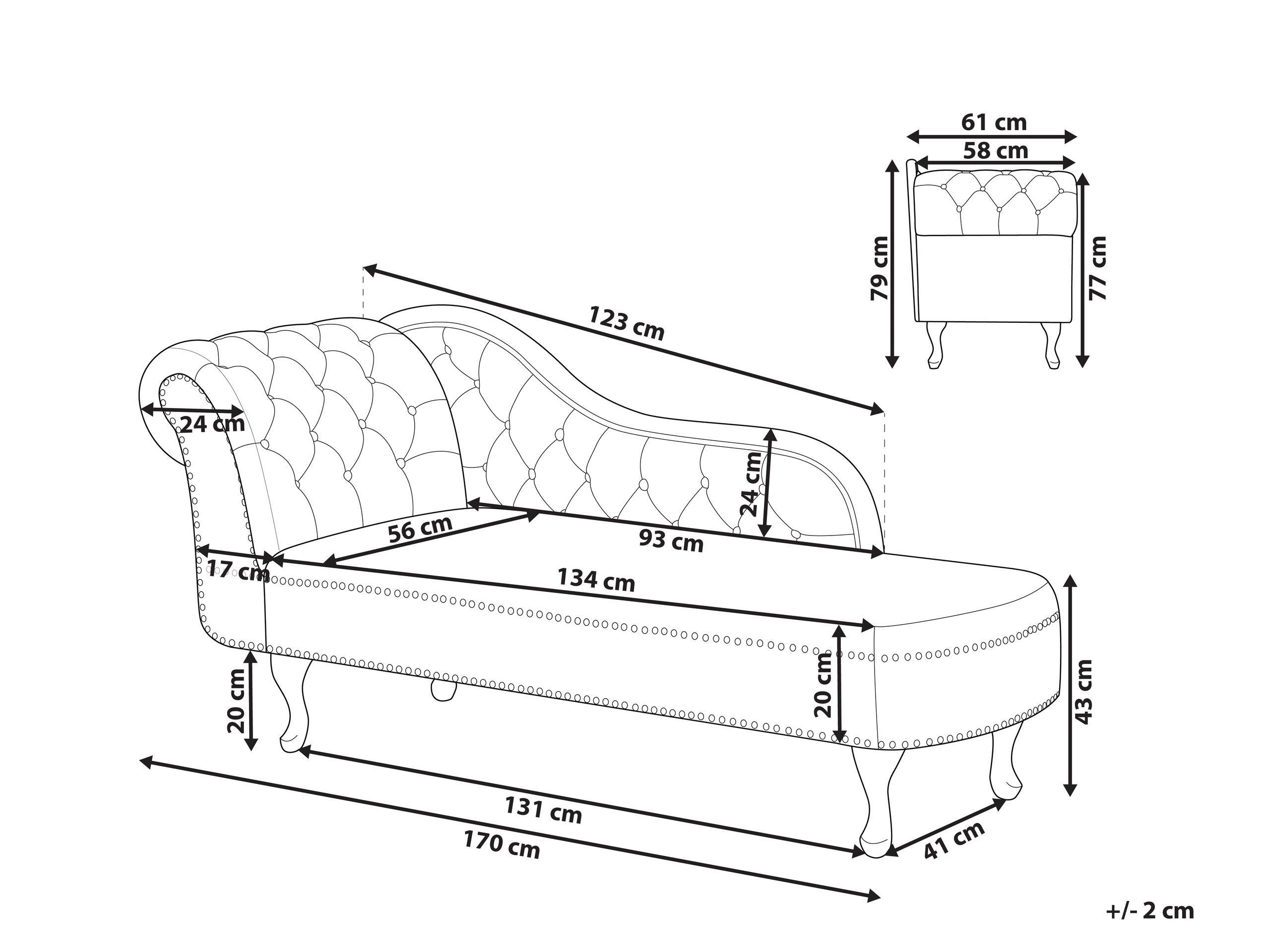 Beliani Chaise longue versione sinistra en Velluto Glamour NIMES  