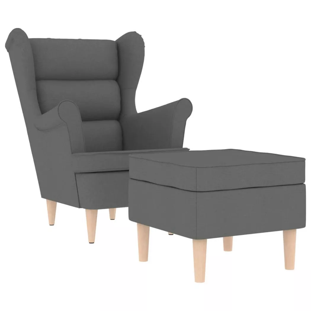vidaXL Fauteuil met voetenbankje tissu gris foncé