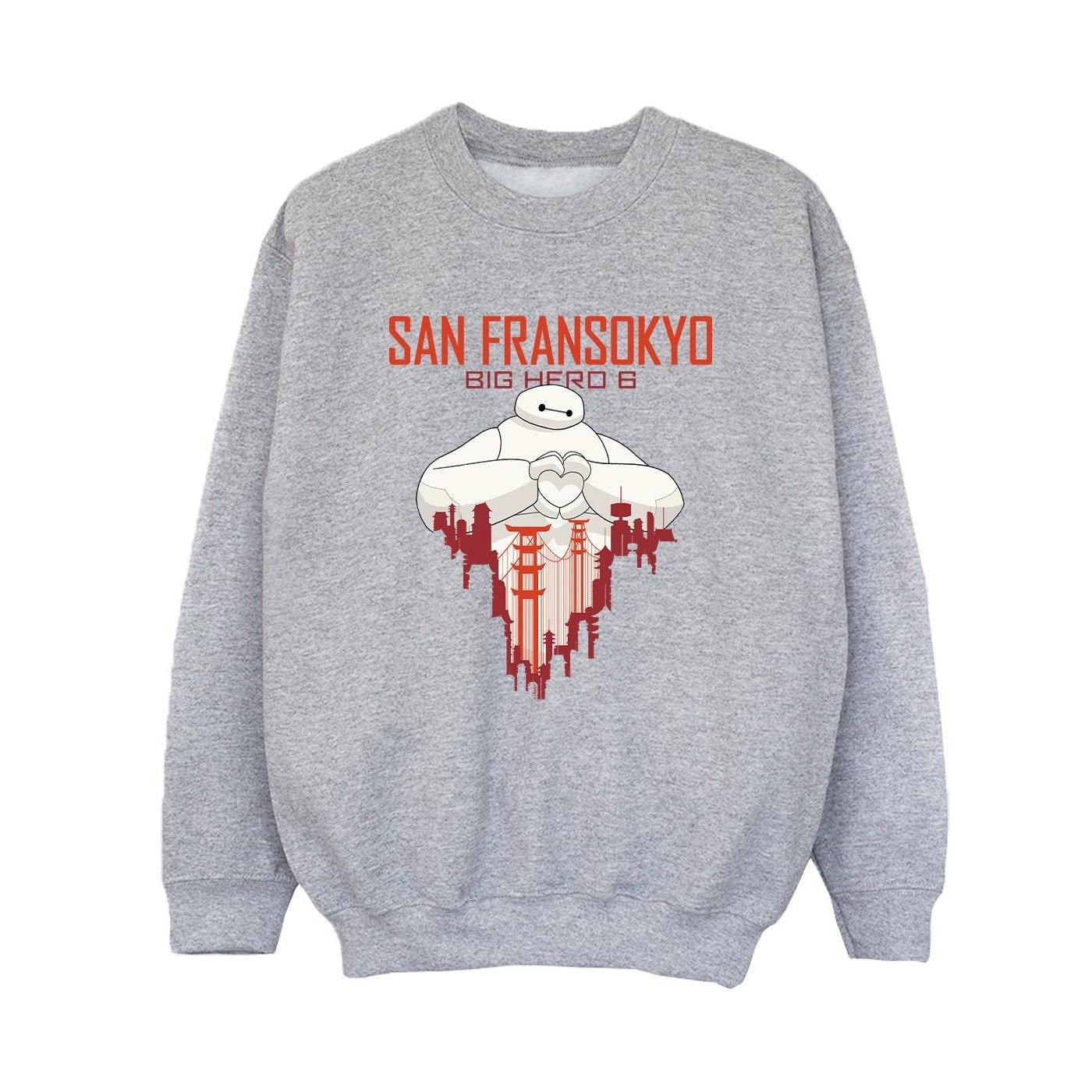Image of Big Hero 6 Baymax San Fransokyo Heart Sweatshirt Unisex Grau 152-158