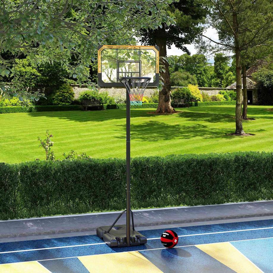 Northio  Basketballkorb Outdoor mit Ständer, 182-213 cm höhenverstellbar Basketballständer mit Rollen, Basketballanlage Standfuß, für Indoor, Outdoor, Stahl, Schwarz 