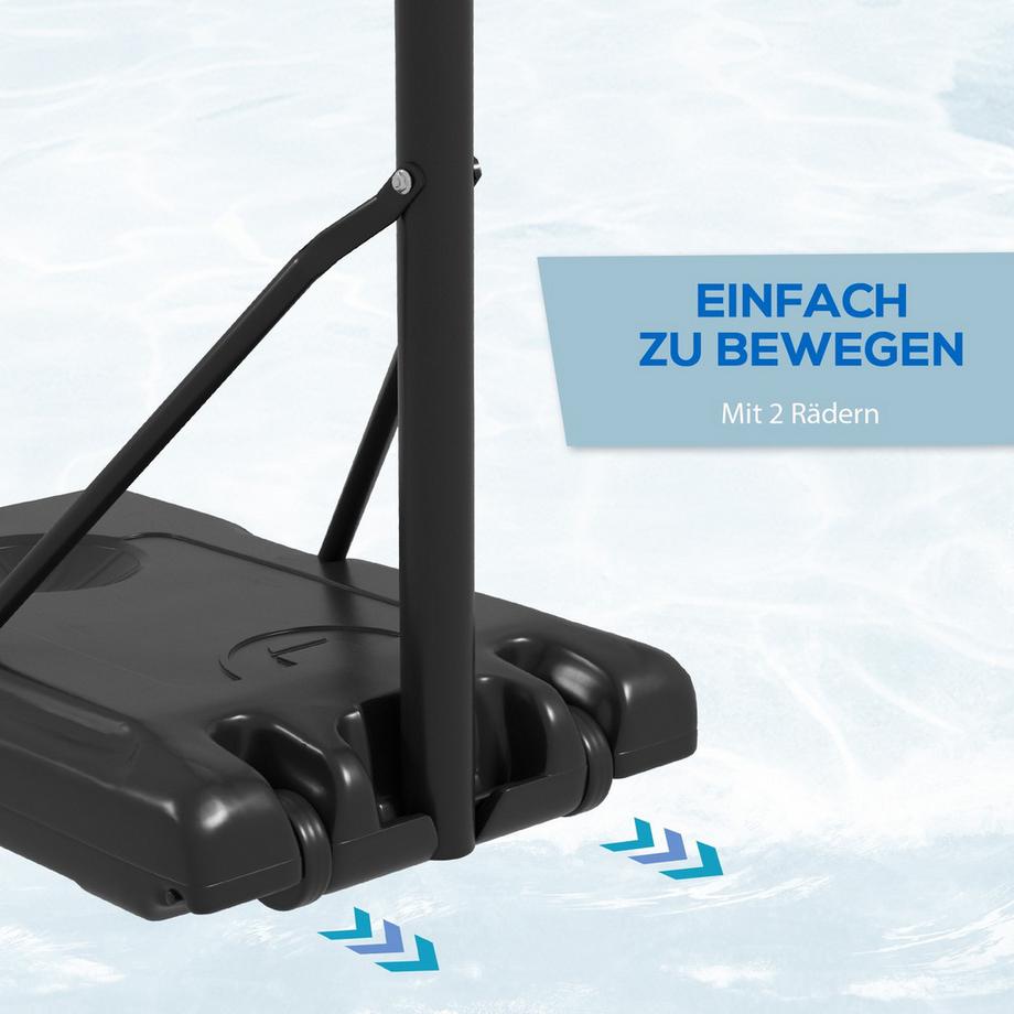 Northio  Basketballkorb Outdoor mit Ständer, 182-213 cm höhenverstellbar Basketballständer mit Rollen, Basketballanlage Standfuß, für Indoor, Outdoor, Stahl, Schwarz 