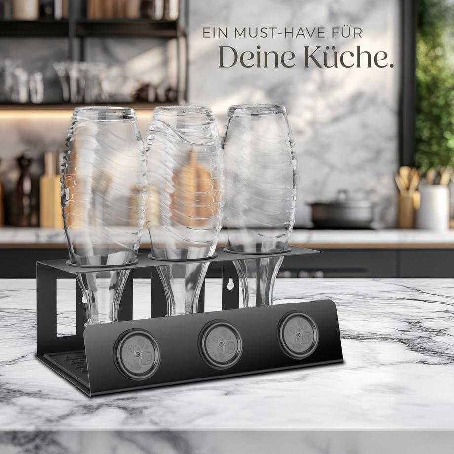 Tectake Soda-Flaschenhalter  Triso für 3 Flaschen rostfreier Edelstahl  