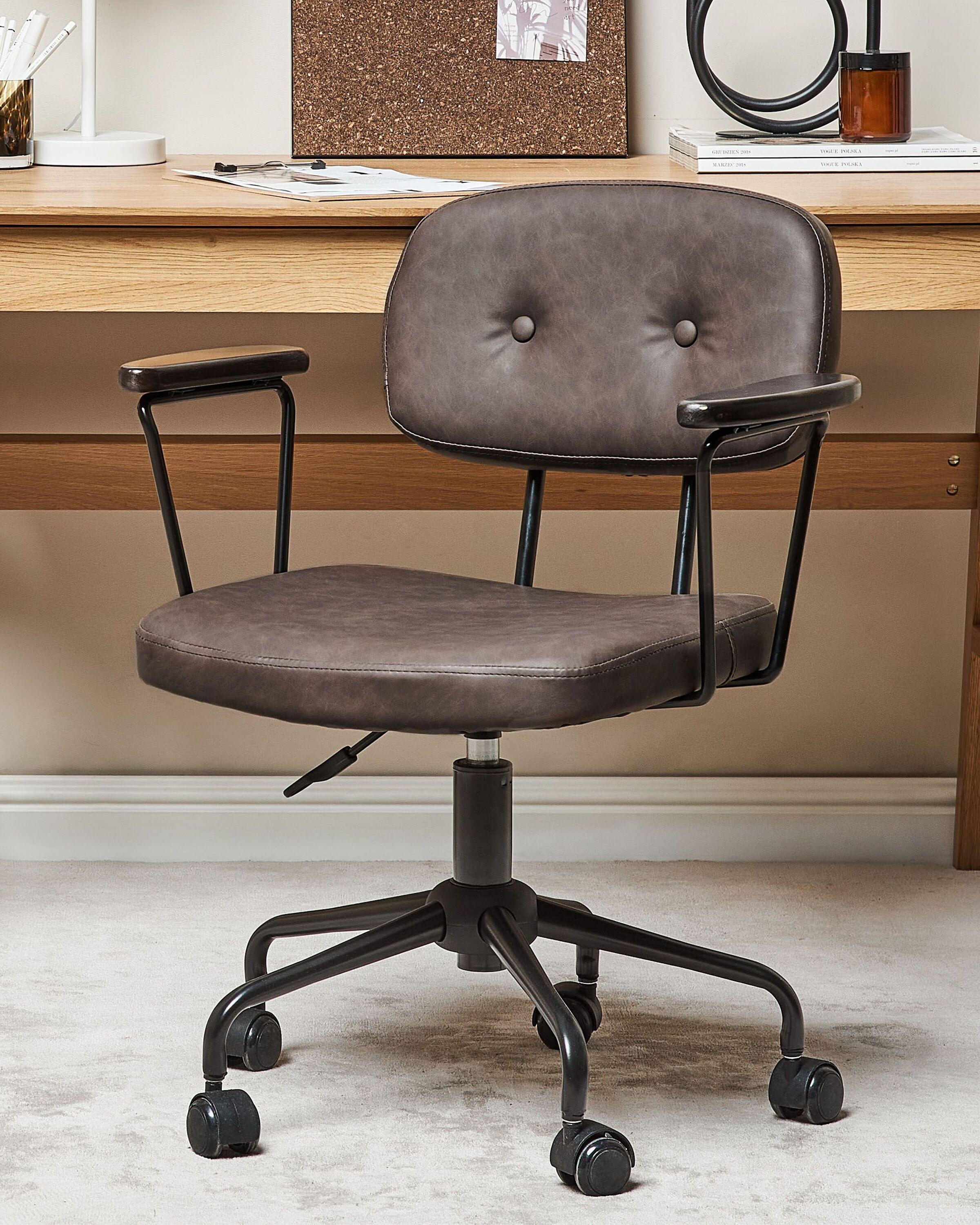 Beliani Chaise de bureau en Cuir PU Rétro ALGERITA  