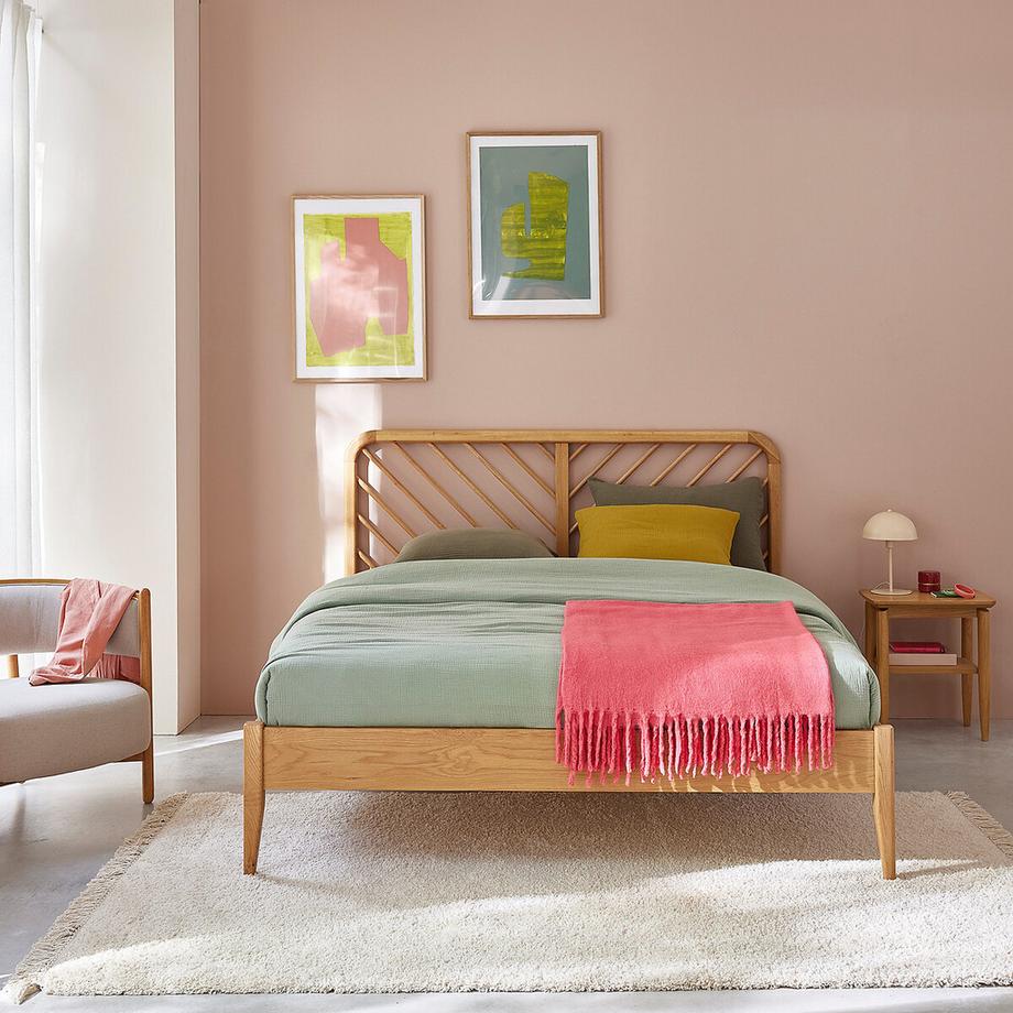 La Redoute Intérieurs Bett Anda mit Bettkasten aus massiver Eiche und Eichenfurnier  