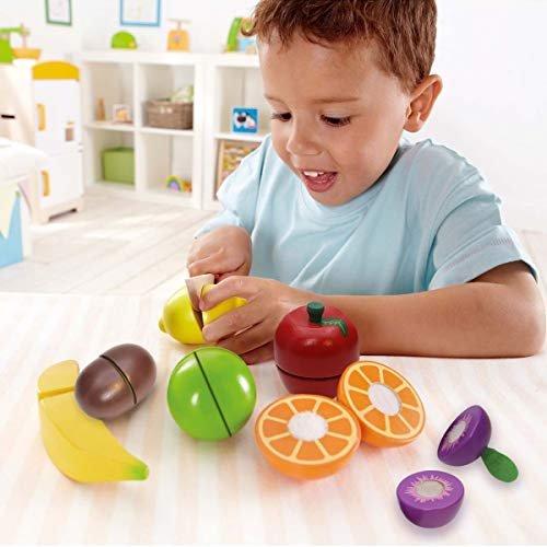 Activity-board  Küchenspielzeug Schneiden Obst Gemüse Lebensmittel Holz mit Klettverschluss Verbindung für Kinder 