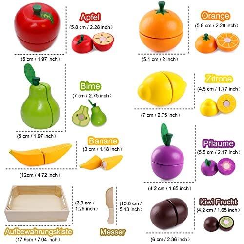Activity-board  Küchenspielzeug Schneiden Obst Gemüse Lebensmittel Holz mit Klettverschluss Verbindung für Kinder 