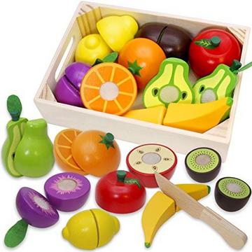 Küchenspielzeug Schneiden Obst Gemüse Lebensmittel Holz mit Klettverschluss Verbindung für Kinder