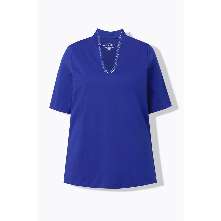 Ulla Popken T-Shirt Linea A Collo Alto Mezza Manica  