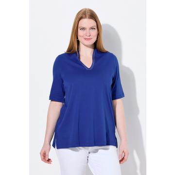 T-shirt dal taglio svasato con scollo montante e mezze maniche