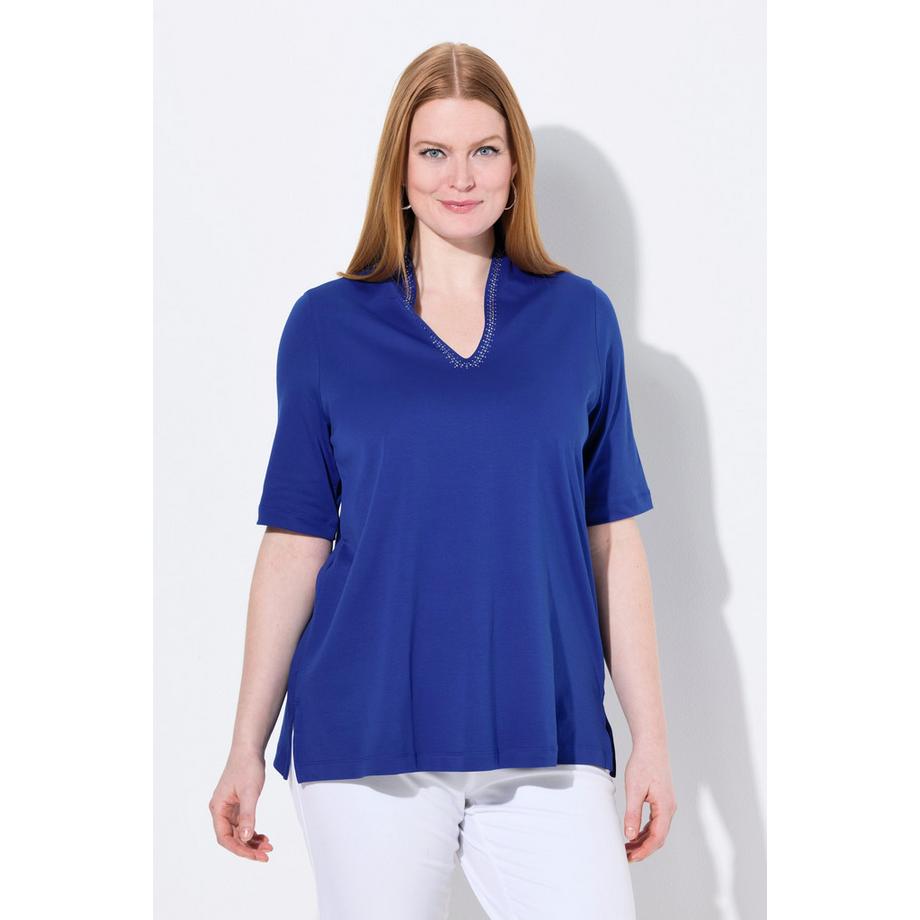 Ulla Popken T-Shirt Linea A Collo Alto Mezza Manica  