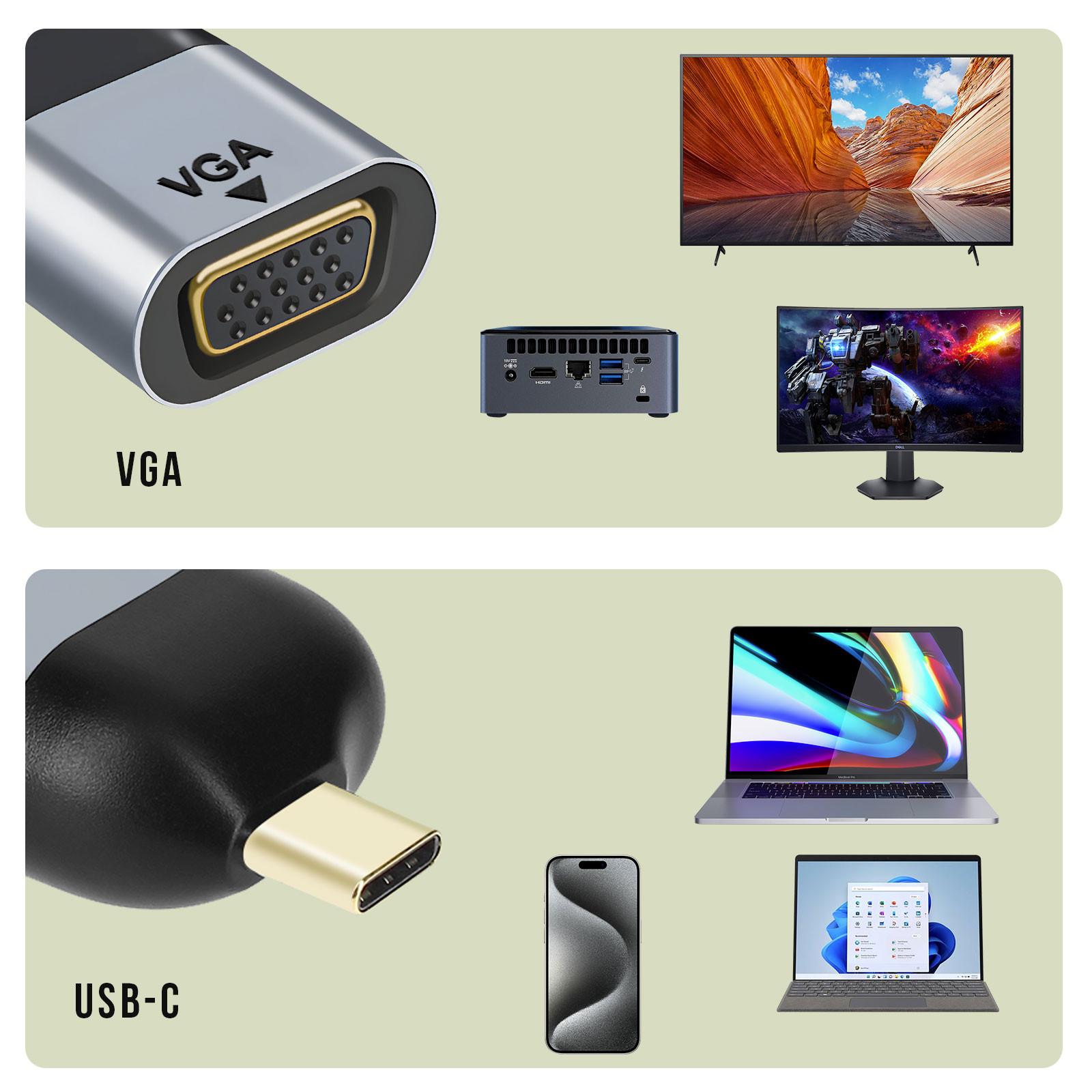 Avizar  Adattatore da USB-C a VGA grigio 