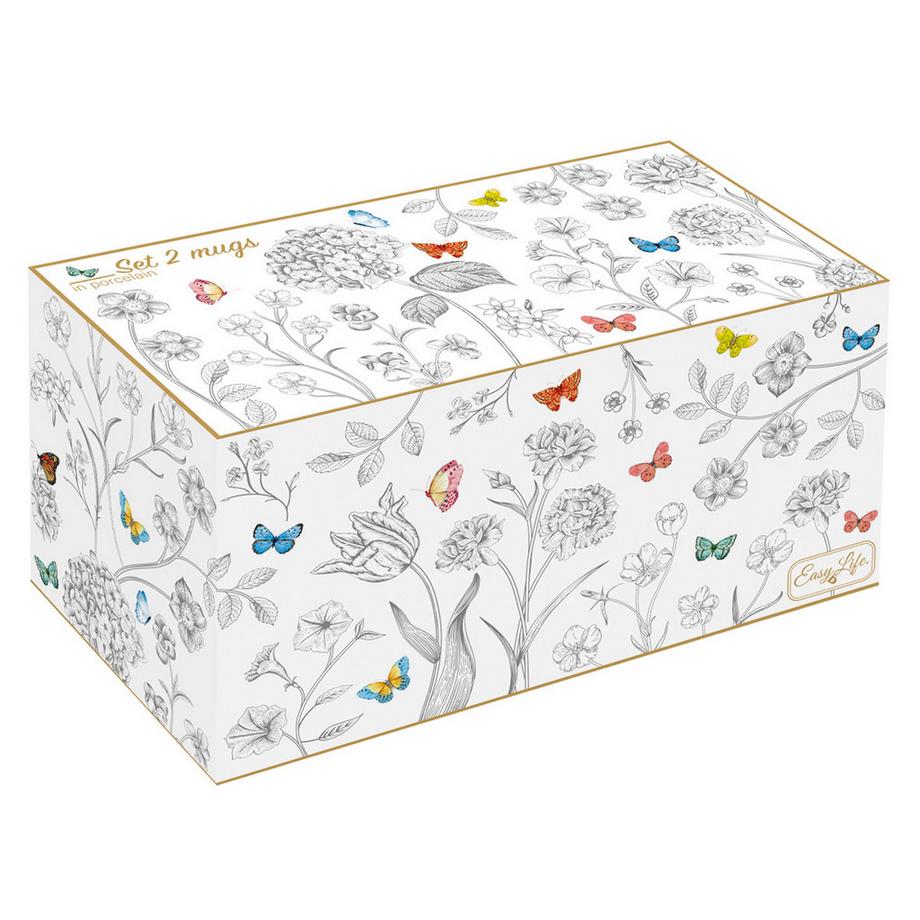 Easy Life 2er-Set Tassen Fleurs et Papillons  