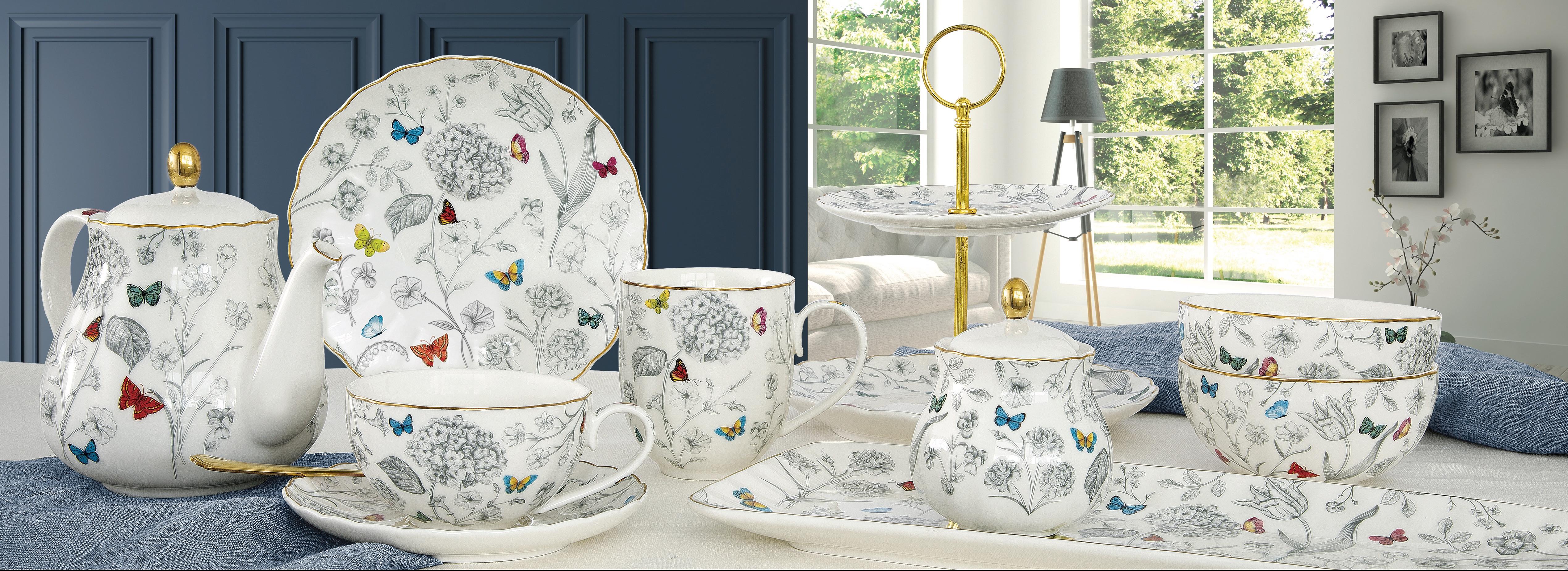 Easy Life 2er-Set Tassen Fleurs et Papillons  