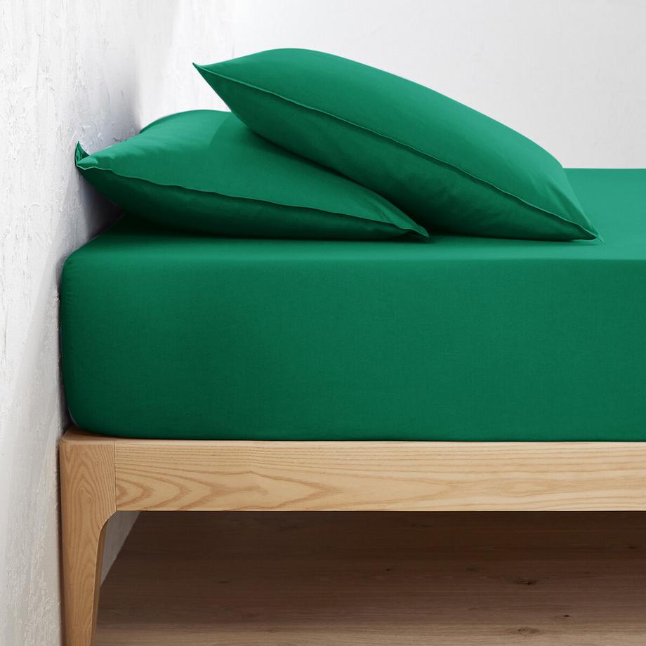 Drap housse uni coton lavé bonnet 30cm