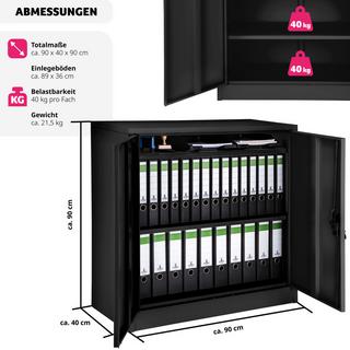 Tectake Armadio portadocumenti con 3 scomparti 90 x 40 x 90 cm  