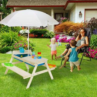 B2X Coin salon blanc pour enfants Bois avec parasol  