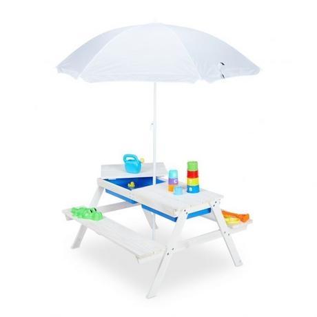 B2X Coin salon blanc pour enfants Bois avec parasol  