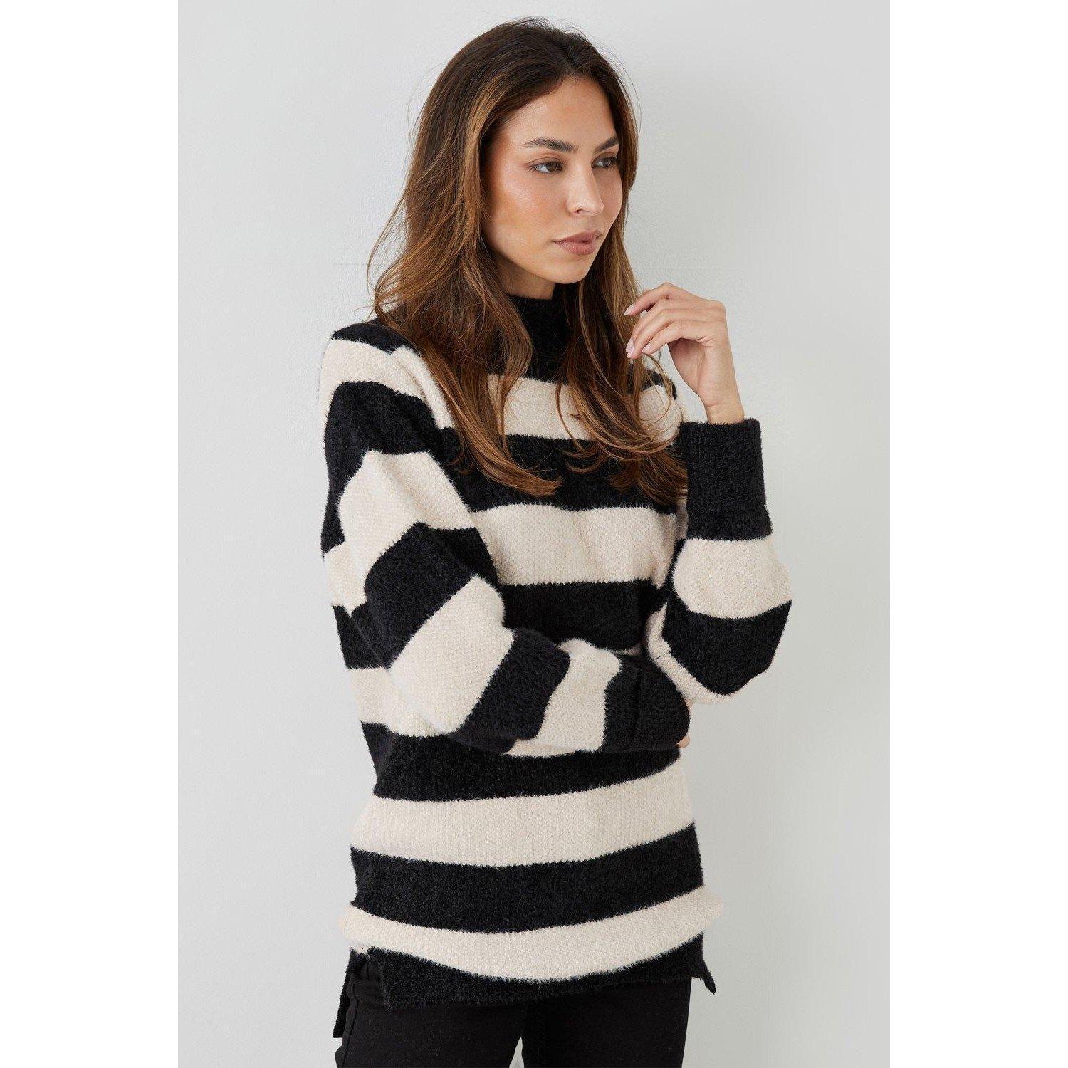 Image of Pullover Hoch Geschnitten Damen Schwarz M/L