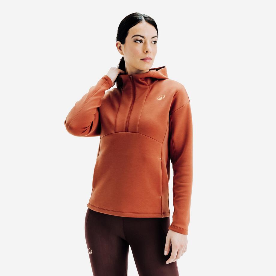 Tennis-Sweatshirt mit Reissverschluss und Kapuze, , Terrakotta